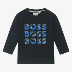 BOSS Boys Blue Cotton Top Clearance