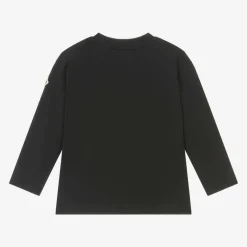 Moncler Enfant Boys Blue Cotton Tricolour Logo Top New