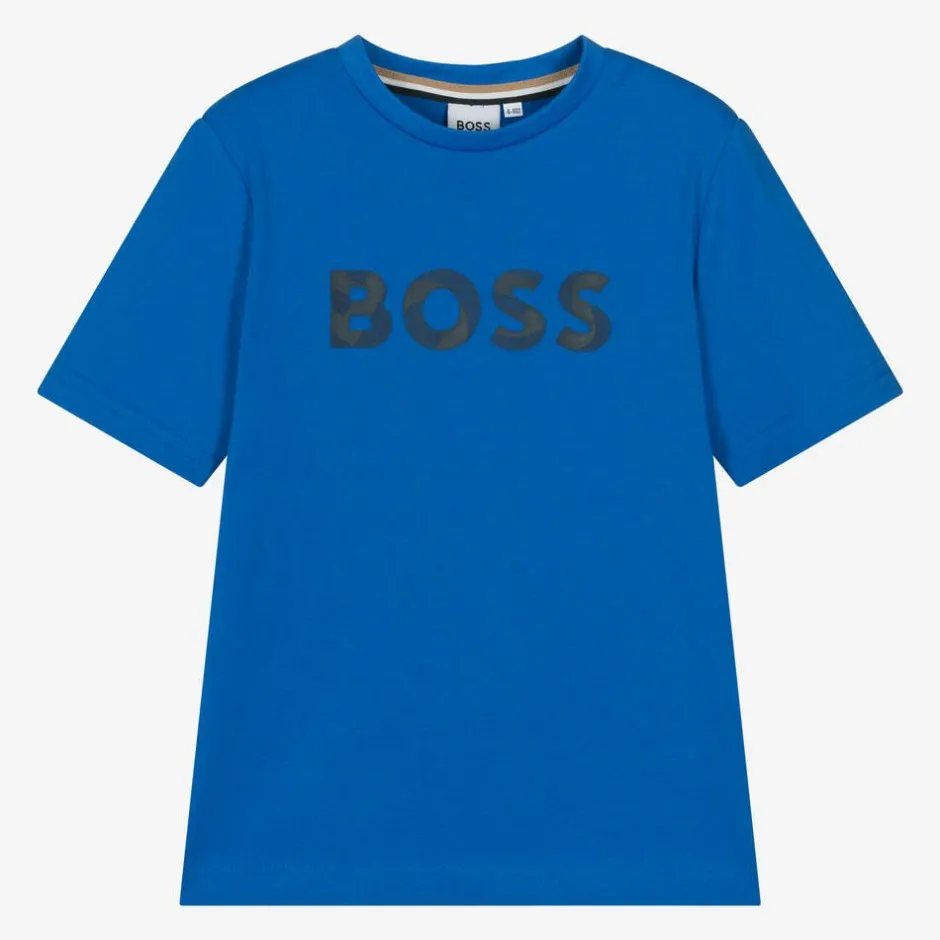 BOSS Boys Blue Cotton T-Shirt Best
