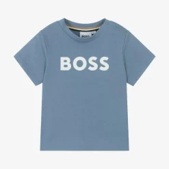 BOSS Boys Blue Cotton T-Shirt Hot