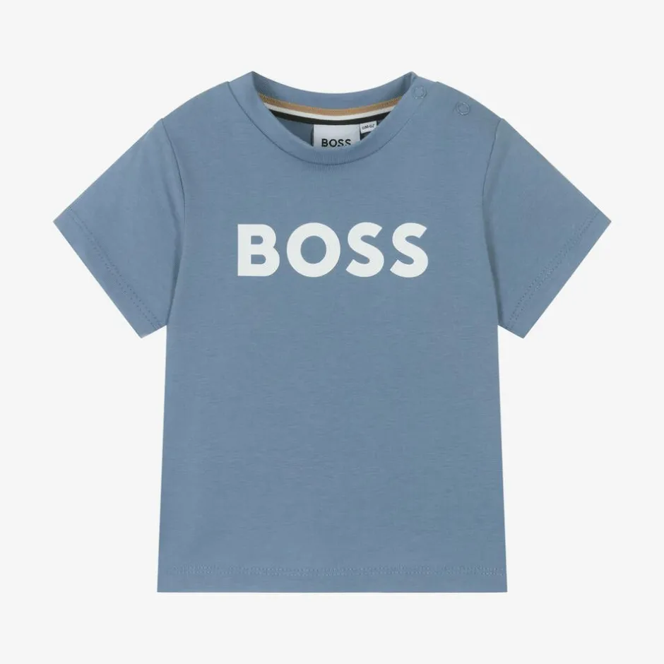 BOSS Boys Blue Cotton T-Shirt Hot