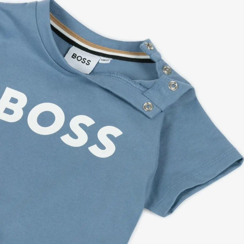 BOSS Boys Blue Cotton T-Shirt Hot