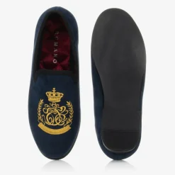 Romano Boys Blue Crest Slip-On Shoes Hot