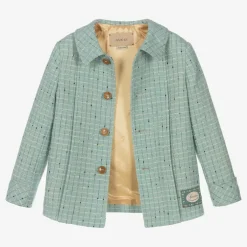 Gucci Boys Blue Damier Wool Check Jacket Clearance
