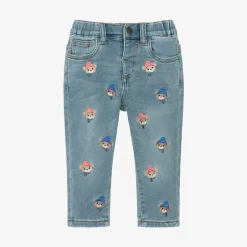Monnalisa Boys Blue Denim Embroidered Bear Jeans Hot