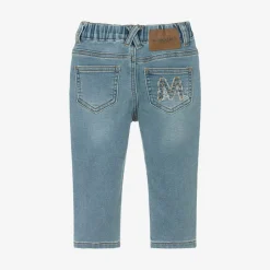 Monnalisa Boys Blue Denim Embroidered Bear Jeans Hot