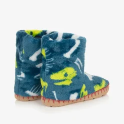 Hatley Boys Blue Dinosaur Bones Slippers