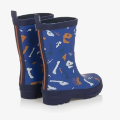 Hatley Boys Blue Dinosaur Fossils Rain Boots New