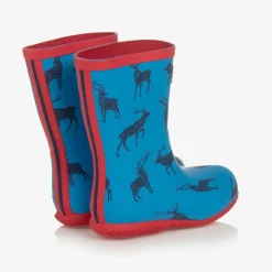 Hatley Boys Blue Elk Print Rain Boots Sale
