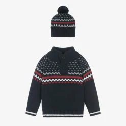 Dr. Kid Boys Blue Fair Isle Sweater & Hat Set Outlet