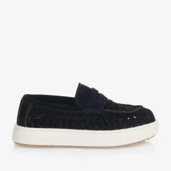 House of Cavani Boys Blue Faux Suede Loafers New