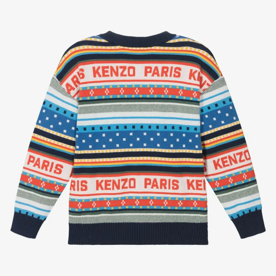 KENZO KIDS Boys Blue Festive Cotton Knit Sweater Sale