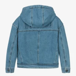 Moschino Kid-Teen Boys Blue Hooded Denim Jacket