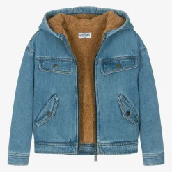 Moschino Kid-Teen Boys Blue Hooded Denim Jacket