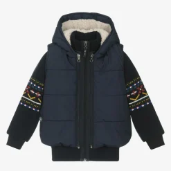 Lapin House Boys Blue Hooded Gilet & Zip-Up Top 2 in 1 Online
