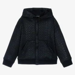 Emporio Armani Boys Blue Hooded Jersey Cardigan Best