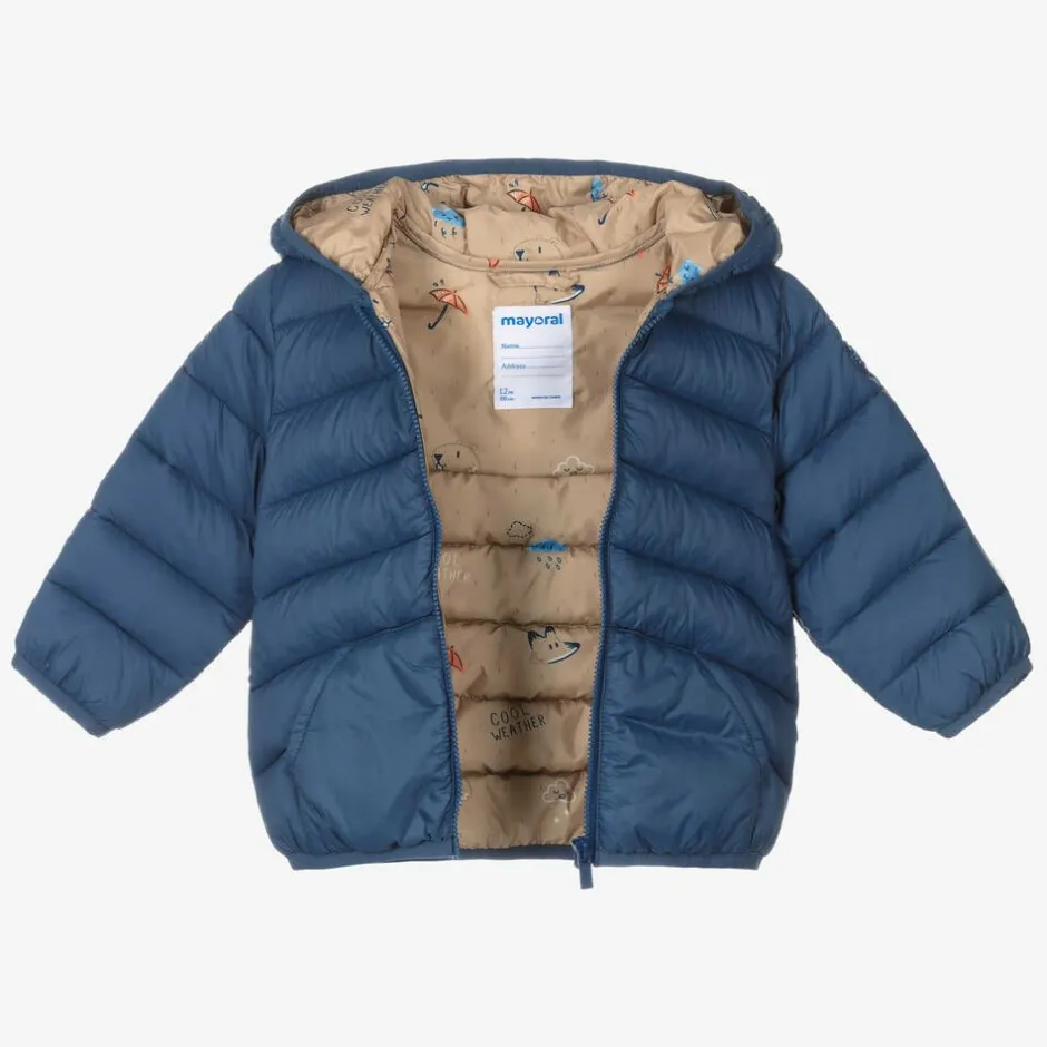 Mayoral Boys Blue Hooded Puffer Jacket Outlet