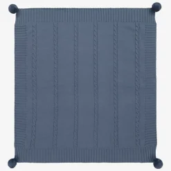 Dr. Kid Boys Blue Knitted Pom-Pom Blanket (92cm)