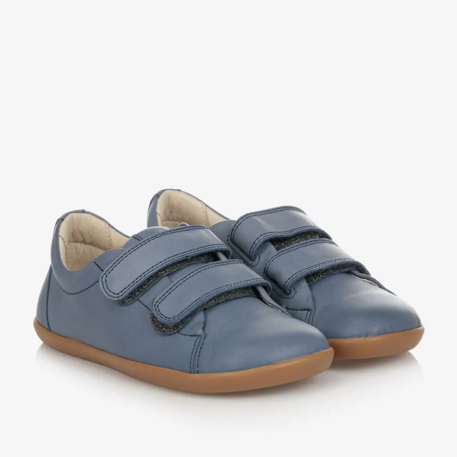 Tip Toey Joey Boys Blue Leather Velcro Trainers New