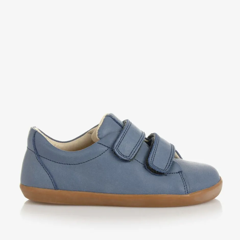 Tip Toey Joey Boys Blue Leather Velcro Trainers New