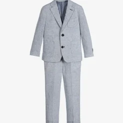 Romano Boys Blue Linen & Cotton Suit