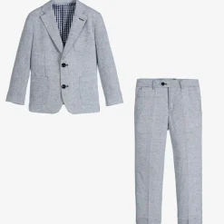 Romano Boys Blue Linen & Cotton Suit