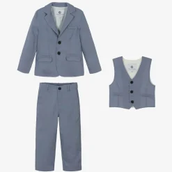 Beatrice amp; George Boys Blue Linen Waistcoat Suit Outlet