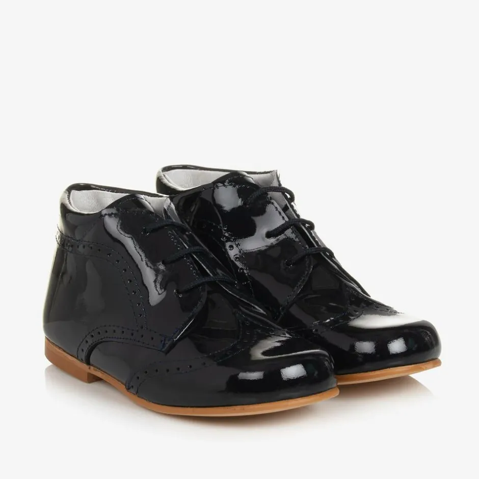 Childrens Classics Boys Blue Patent Brogue Shoes Outlet
