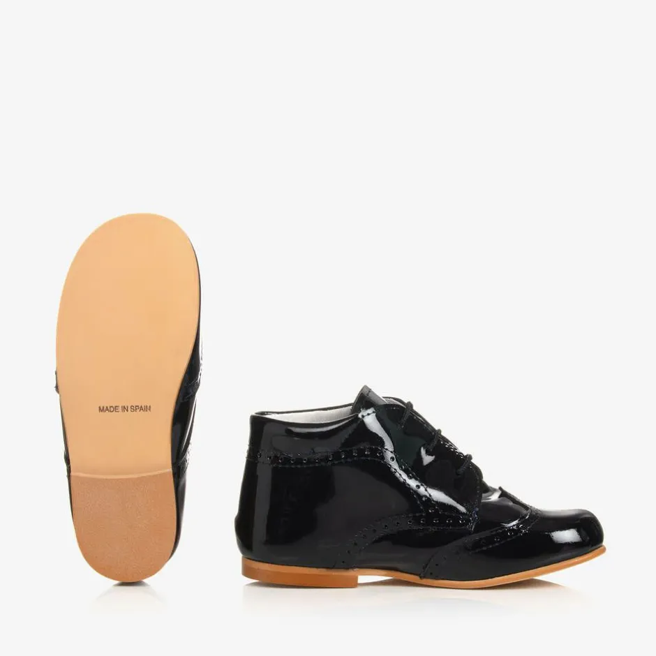 Childrens Classics Boys Blue Patent Brogue Shoes Outlet