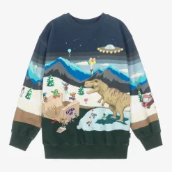 Molo Boys Blue Pixelscape Sweatshirt Hot