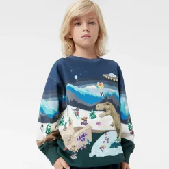 Molo Boys Blue Pixelscape Sweatshirt Hot