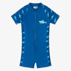 Playshoes Boys Blue Shark Sun Suit (UPF50+) Discount