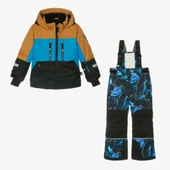 Deux par Deux Boys Blue Storm Print Snowsuit & Snood Set Best