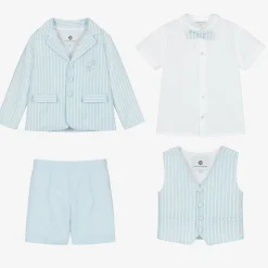 Beatrice amp; George Boys Blue Stripe Cotton & Linen Shorts Suit Online