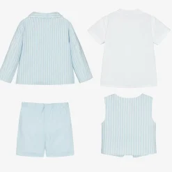 Beatrice amp; George Boys Blue Stripe Cotton & Linen Shorts Suit Online