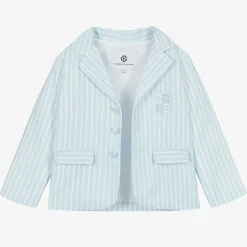 Beatrice amp; George Boys Blue Stripe Cotton & Linen Shorts Suit Online