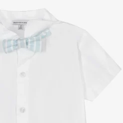 Beatrice amp; George Boys Blue Stripe Cotton & Linen Shorts Suit Online