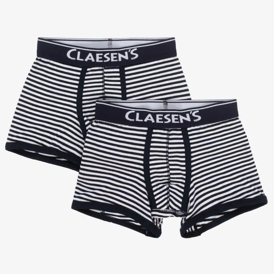 Claesens Boys Blue Stripe Cotton Boxers (2 Pack) Discount