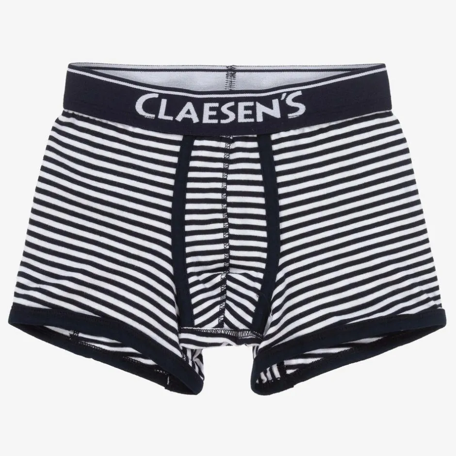Claesens Boys Blue Stripe Cotton Boxers (2 Pack) Discount