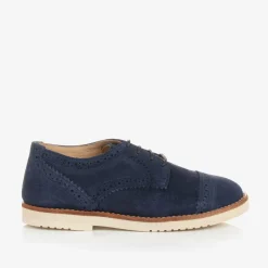 Childrens Classics Boys Blue Suede Leather Brogue Shoes Discount
