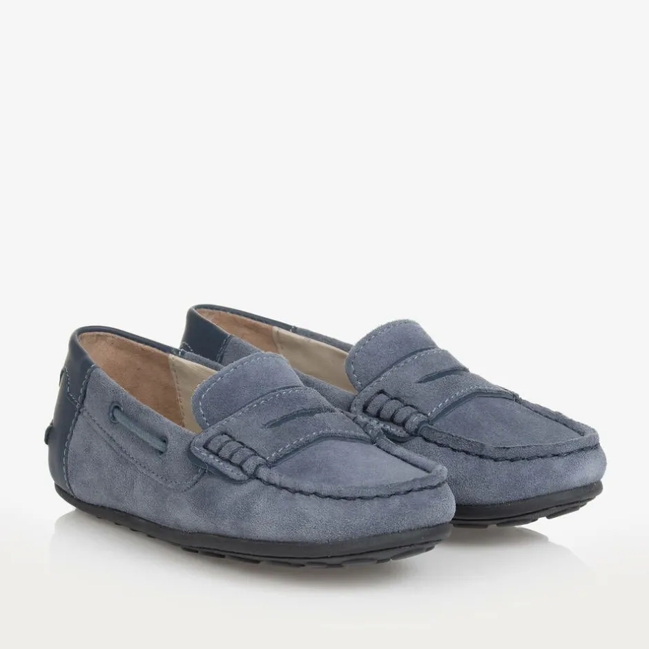 Mayoral Boys Blue Suede Leather Moccasins Hot