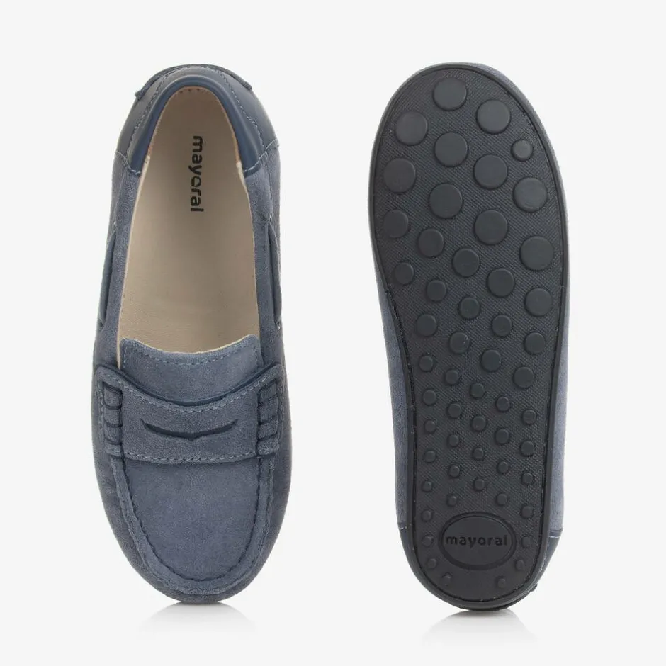 Mayoral Boys Blue Suede Leather Moccasins Hot