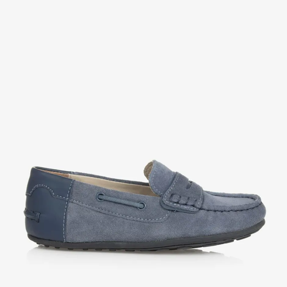 Mayoral Boys Blue Suede Leather Moccasins Hot