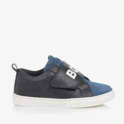 BOSS Boys Blue Suede Leather Trainers Outlet