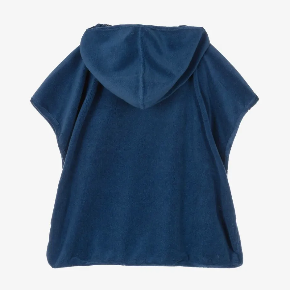 Mitty James Boys Blue Towelling Boat Logo Poncho Best