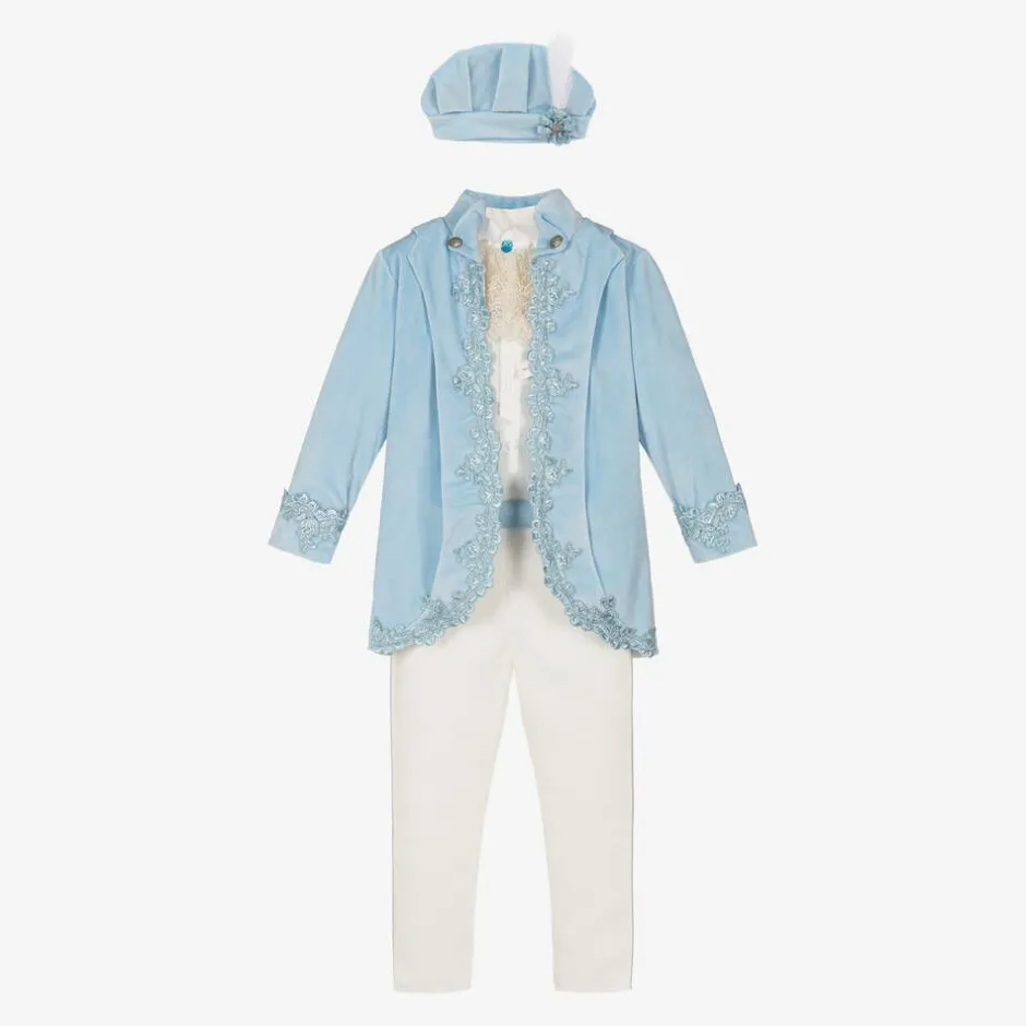 Andreeatex Boys Blue Velvet & Satin Suit Online