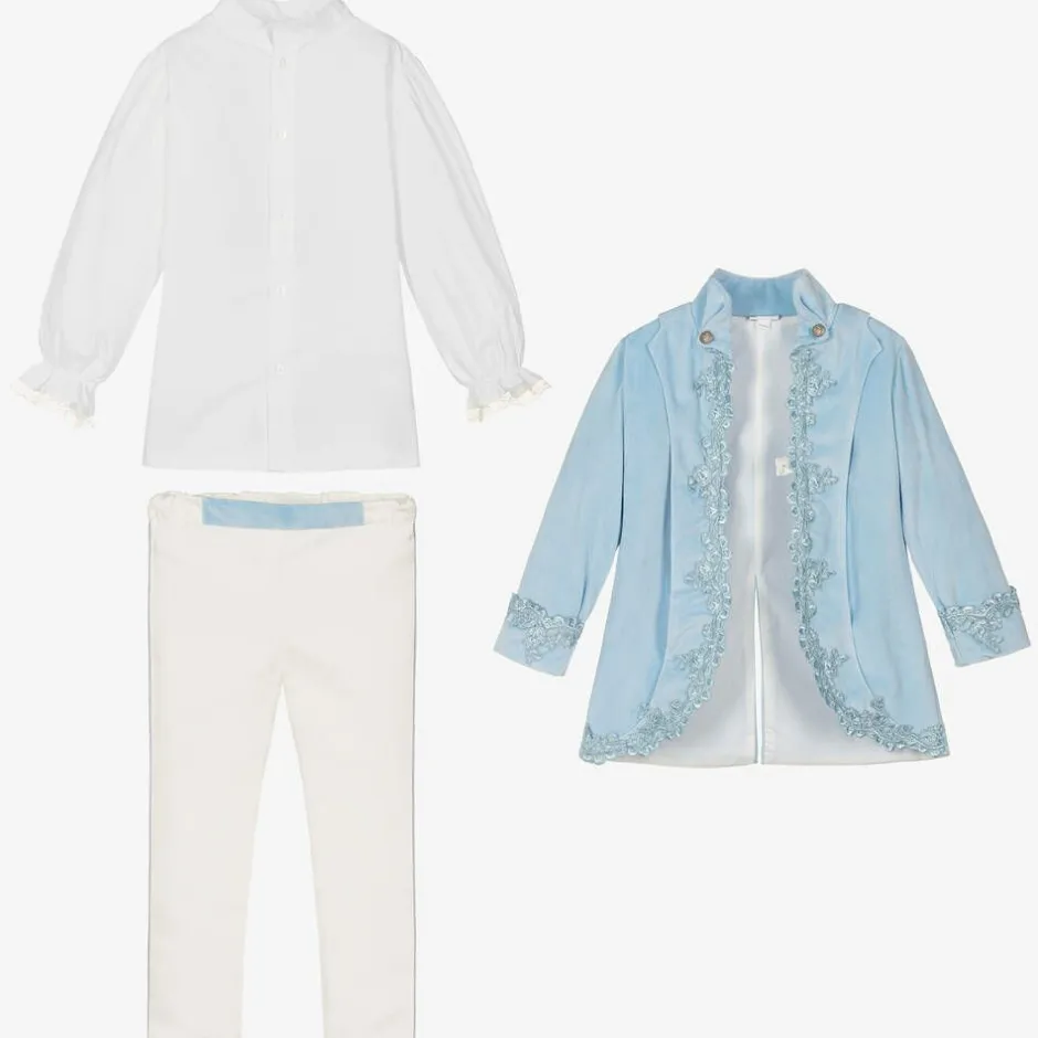 Andreeatex Boys Blue Velvet & Satin Suit Online