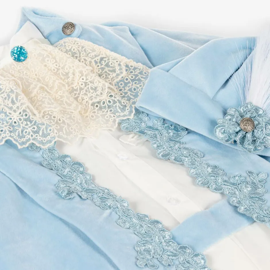 Andreeatex Boys Blue Velvet & Satin Suit Online