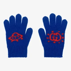 Gucci Boys Blue Wool Interlocking G Gloves Clearance