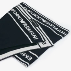 Emporio Armani Boys Blue Wool Knit Scarf Discount